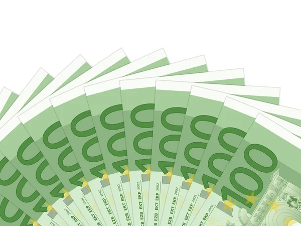Cien billetes en euros — Vector de stock