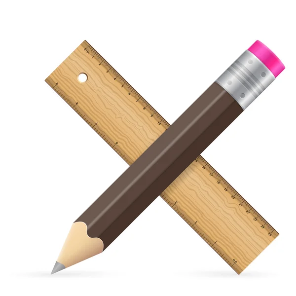 Pencil and ruler icon — Stock Vector