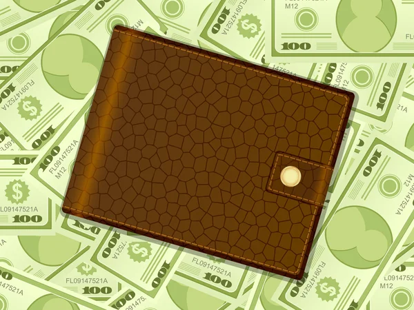 Wallet on dollar background — Stock Vector