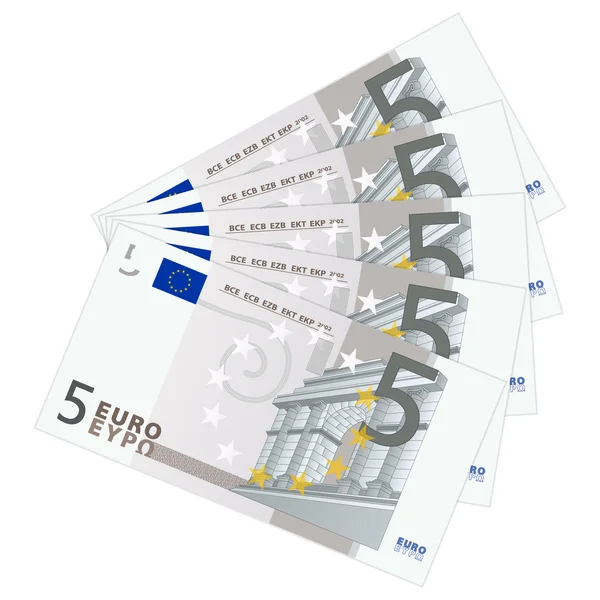 Billetes de cinco euros — Vector de stock