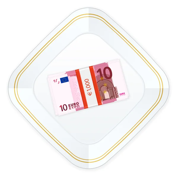 Plate and ten euro pack — Stockvector