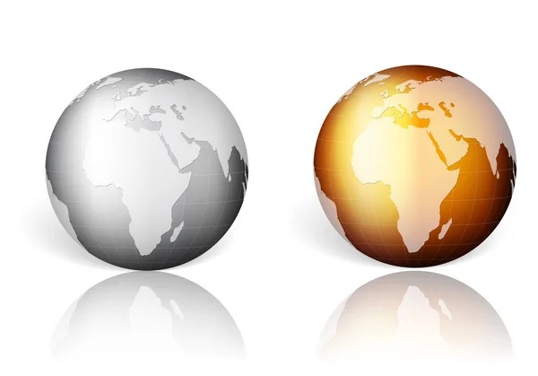 Gold silver world globe — Stock Vector