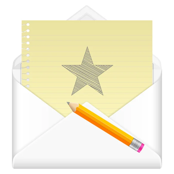 Envelope with drawing star symbol — Stock Vector