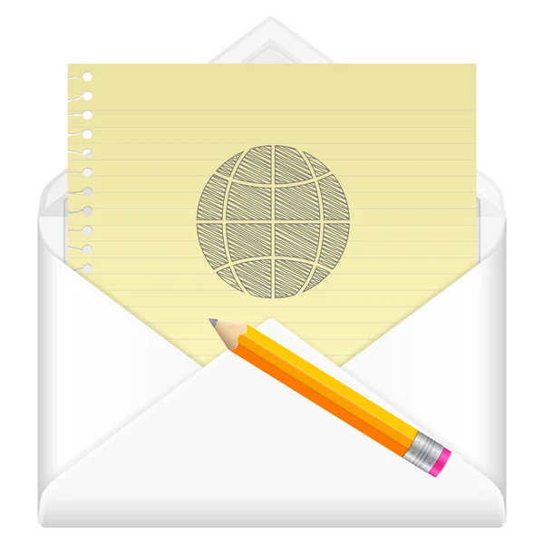 Envelope com símbolo de globo de desenho —  Vetores de Stock