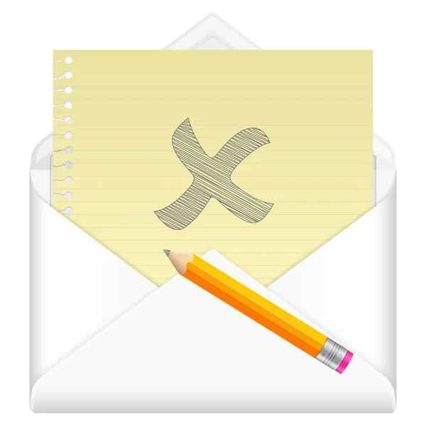 Envelope with drawing cancel symbol — Stock Vector