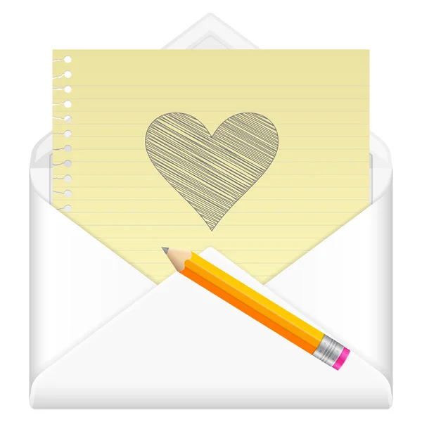 Envelope with drawing heart symbol — Stock Vector