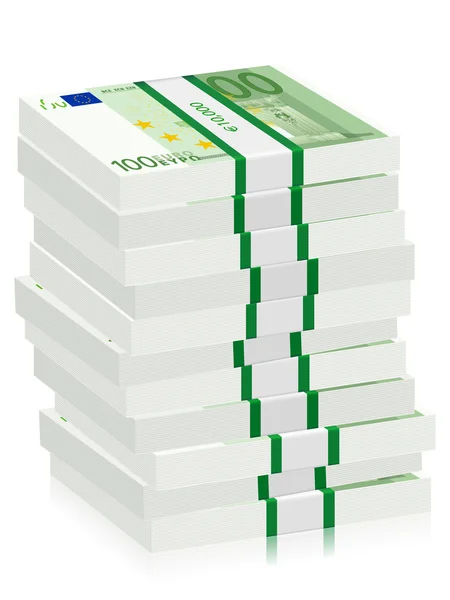 Honderd euro bankbiljetten stapels — Stockvector