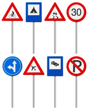 trafik yol işareti seti