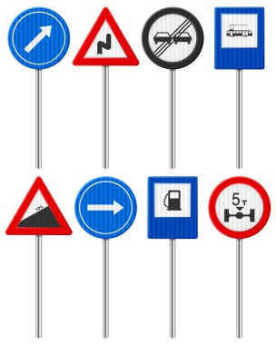 trafik yol işareti seti