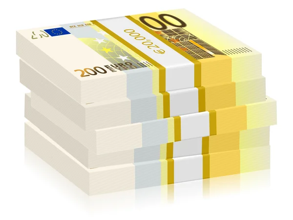 Deux cents piles d'euros — Image vectorielle