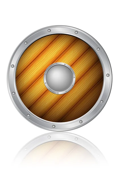 Wooden circle shield — Stock Vector