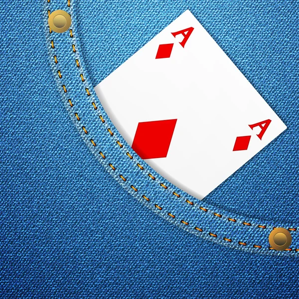 Τζιν τσέπη και διαμάντι ace — Διανυσματικό Αρχείο