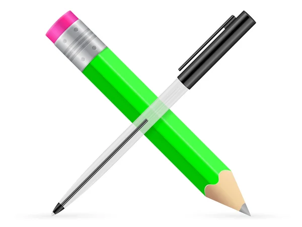 Pencil and pen — Stock Vector