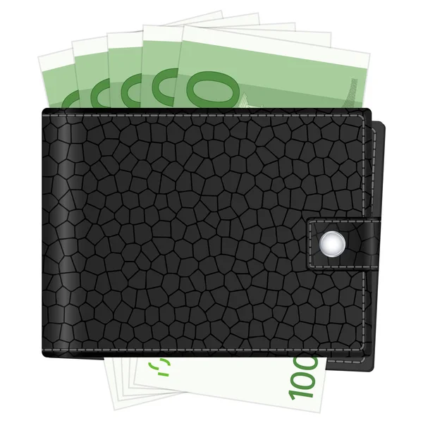 100 ユーロ紙幣を財布 — ストックベクタ