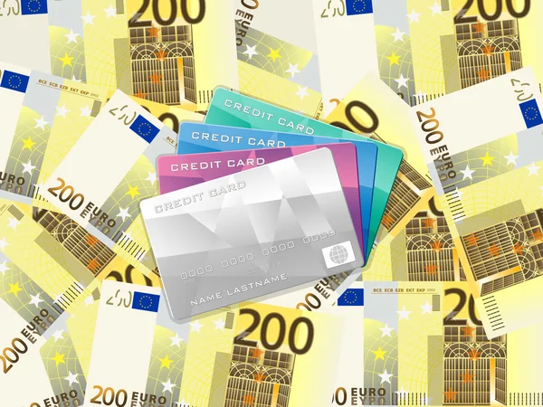 Two hundred euro background and credit card — Wektor stockowy