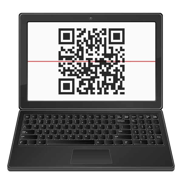 Portátil con código de barras QR — Vector de stock