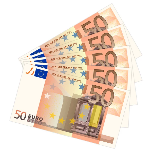 Fifty euro banknotes — Stock Vector