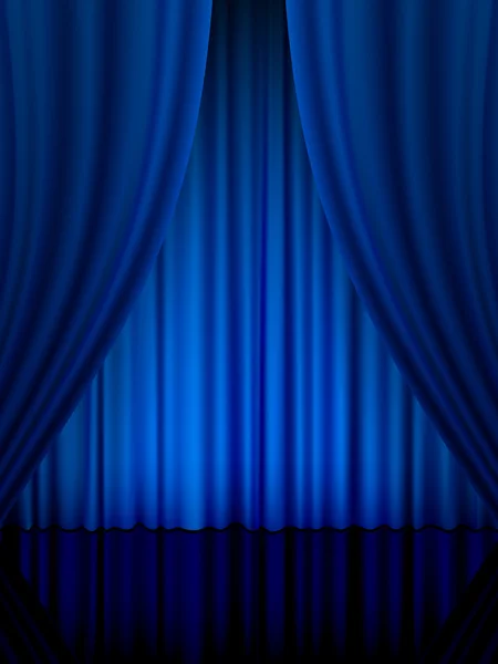 Blue theatre curtain vertical — Stock Vector