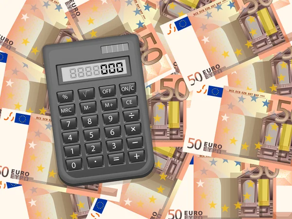Calculadora em fundo de 50 euros —  Vetores de Stock