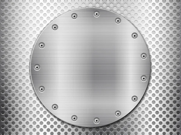 Grade de metal cinza e placa de círculo — Vetor de Stock