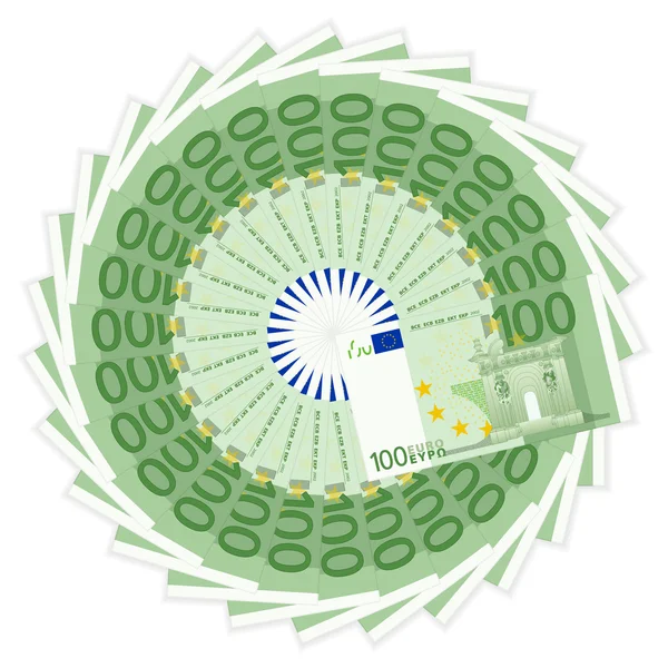 Cien billetes en euros — Vector de stock