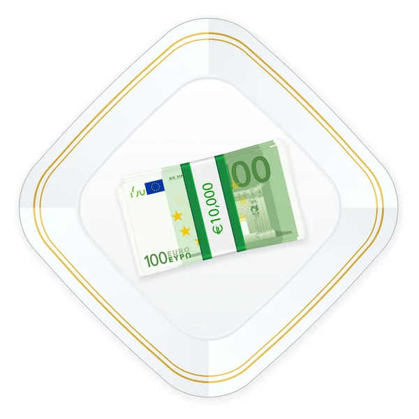 Plaat en honderd euro pack — Stockvector