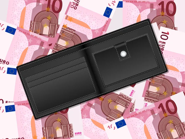 10 ユーロの背景に財布 — ストックベクタ