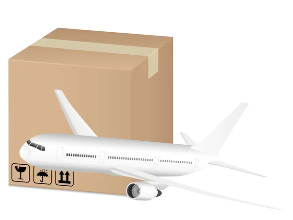 Box and airplane — Stock Vector