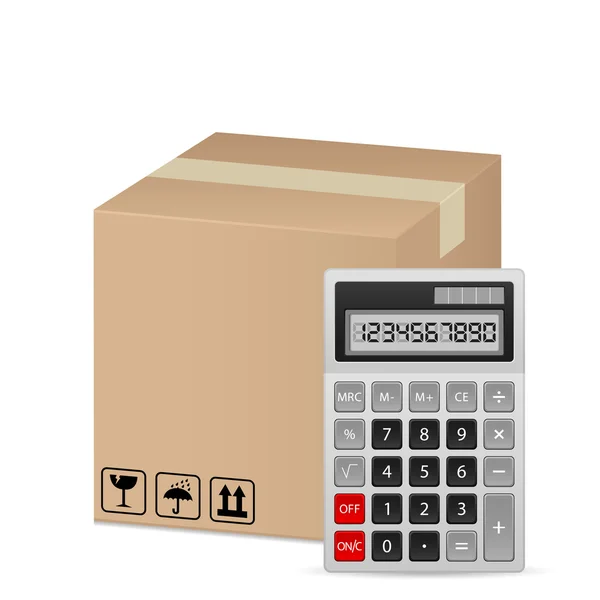 Box and calculator — Stock Vector