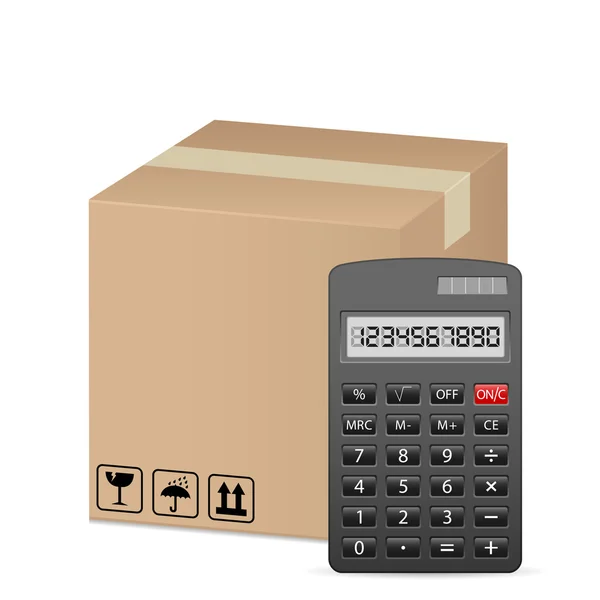 Box and calculator — Stock Vector