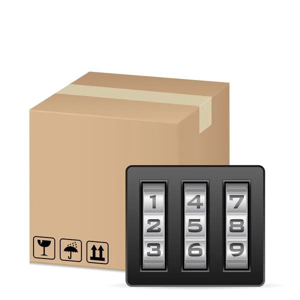 Box and combination lock — Stock Vector