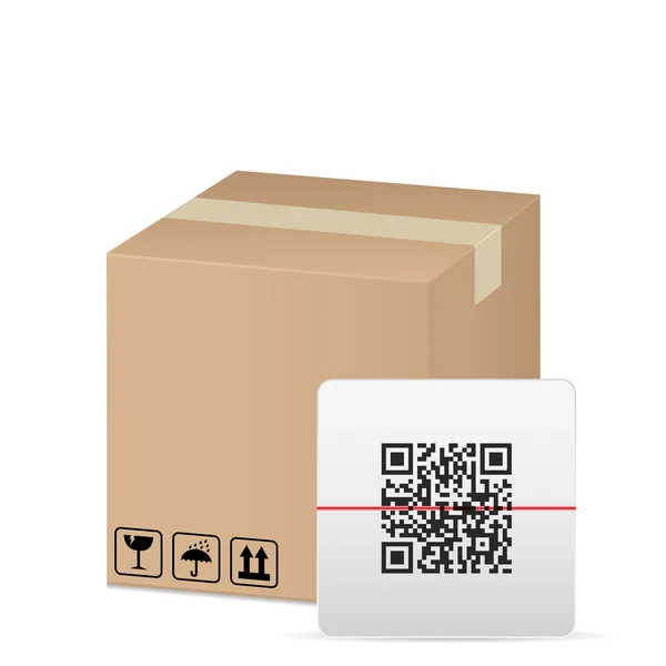 Box e codice QR — Vettoriale Stock