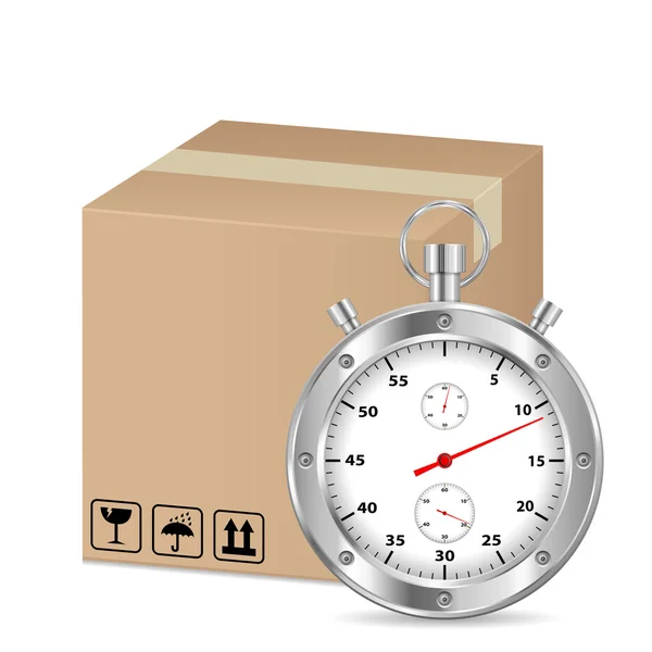 Box and stopwatch — Stock Vector