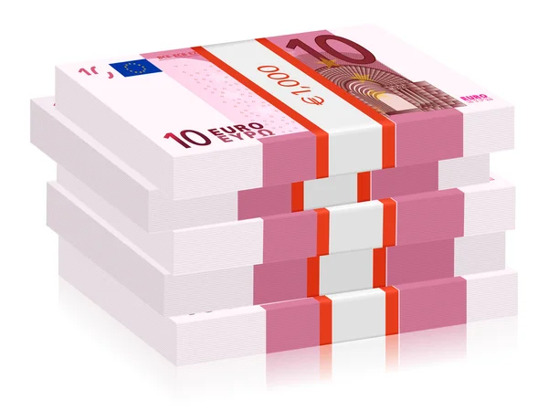 Tien euro stapels — Stockvector