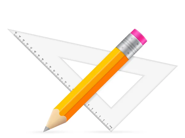 Dreieck-Lineal und Bleistift — Stockvektor
