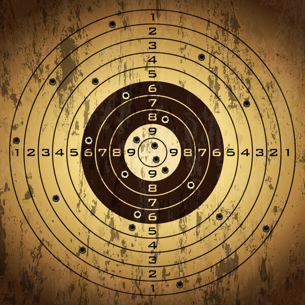 цель с отверстиями от пуль
