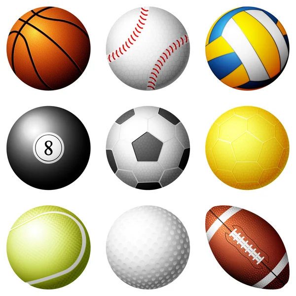 Pelotas deportivas — Vector de stock