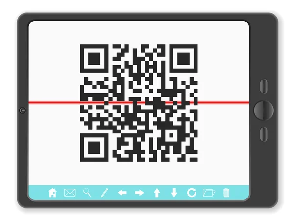 Tablet mit QR-Barcode — Stockvektor