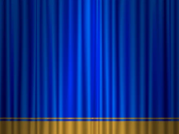 Theater blauw goud gordijn — Stockvector