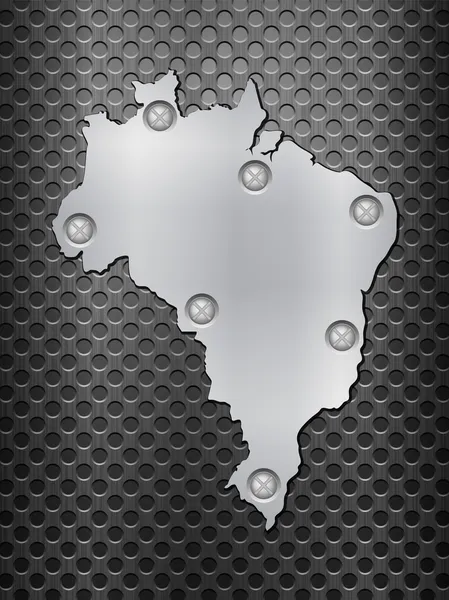Brasil mapa de metal — Vetor de Stock