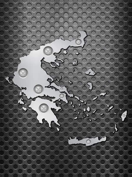 Greece metal map — Stock Vector