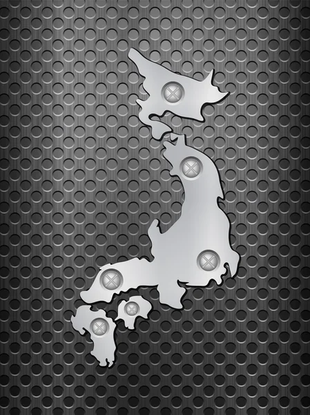 Japonia mapa metal — Wektor stockowy
