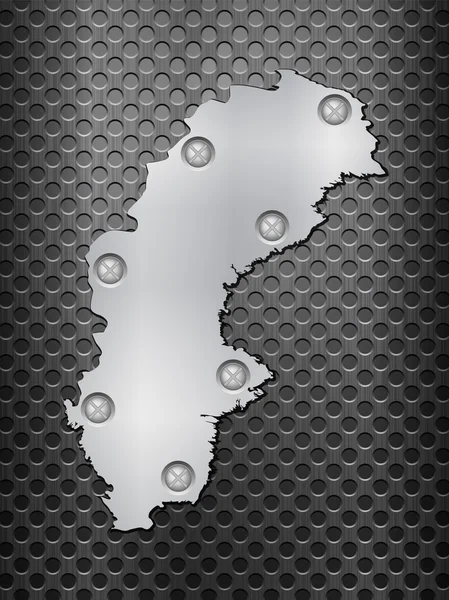 Szwecja mapa metal — Wektor stockowy
