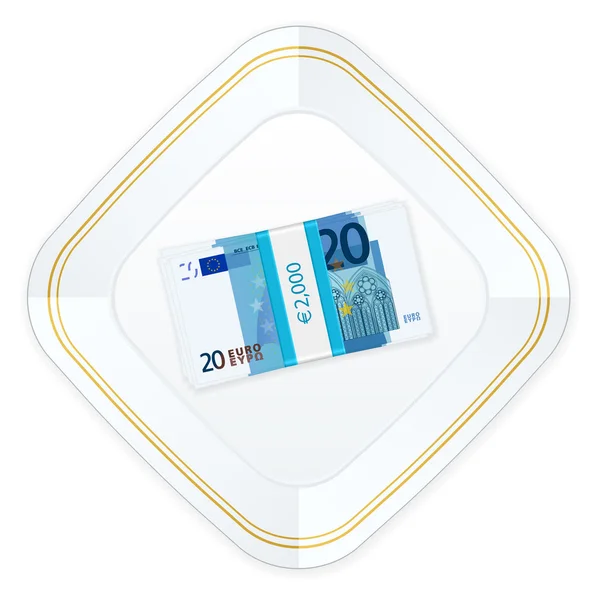 Plaka ve 20 euro paketi — Stok Vektör