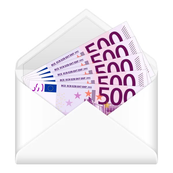 Envelope and five hundred euro banknotes — Stock Vector