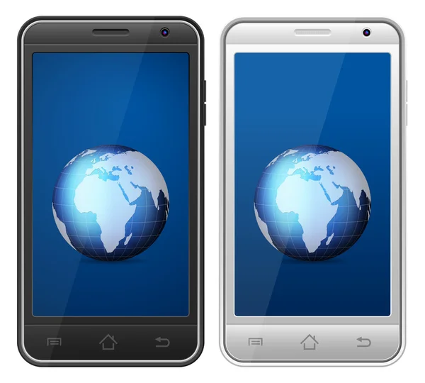 Smartphone dünya Küre — Stok Vektör
