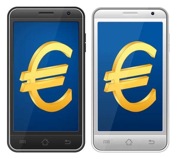 Smartphone euro symbole — Image vectorielle