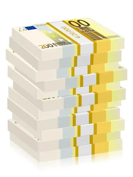 Two hundred euro banknotes stacks — Stock Vector