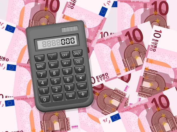 Kalkulator na tle 10 euro — Wektor stockowy