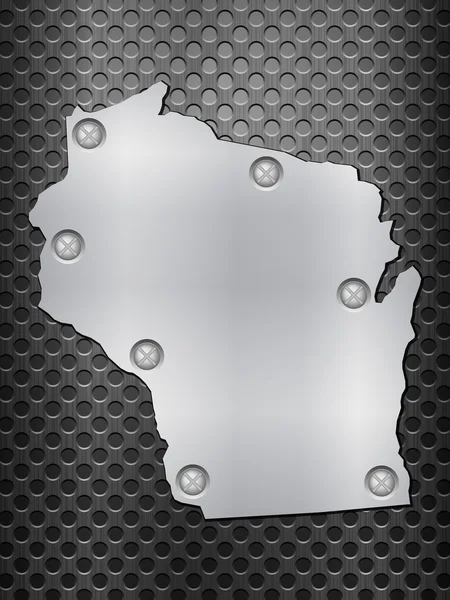 Wisconsin mapę metalowe — Wektor stockowy